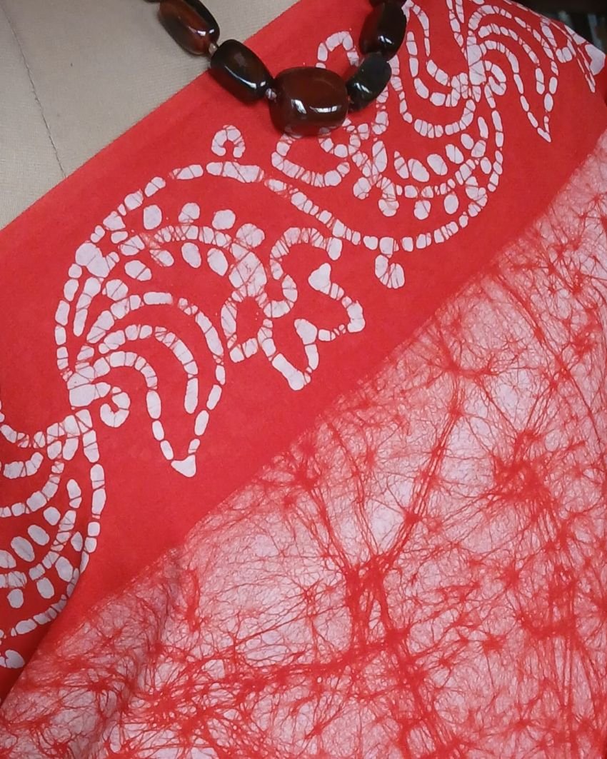 No-Zari Batik Saree from Madurai - (NZBS1013) - Image 3