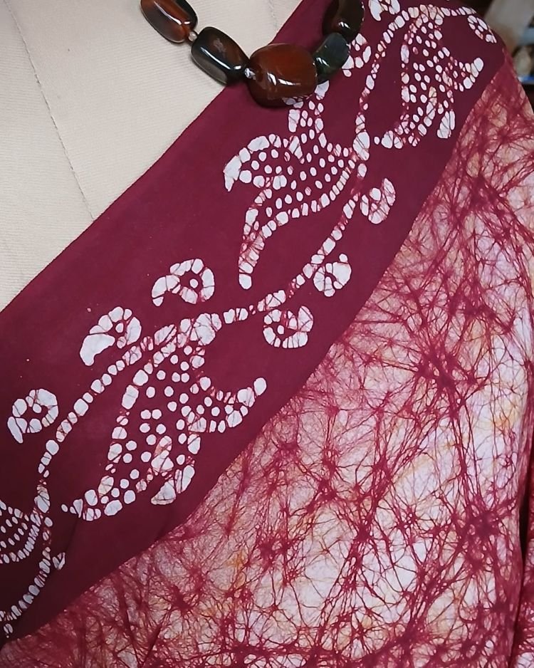 No-Zari Batik Saree from Madurai - (NZBS1015) - Image 3