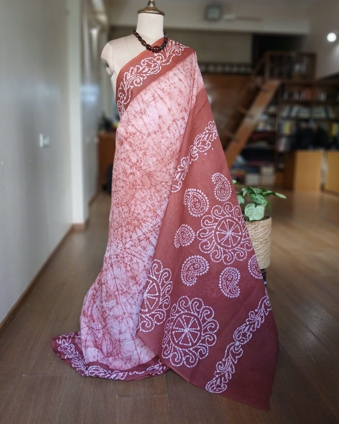 No-Zari Batik Saree from Madurai - (NZBS1017)