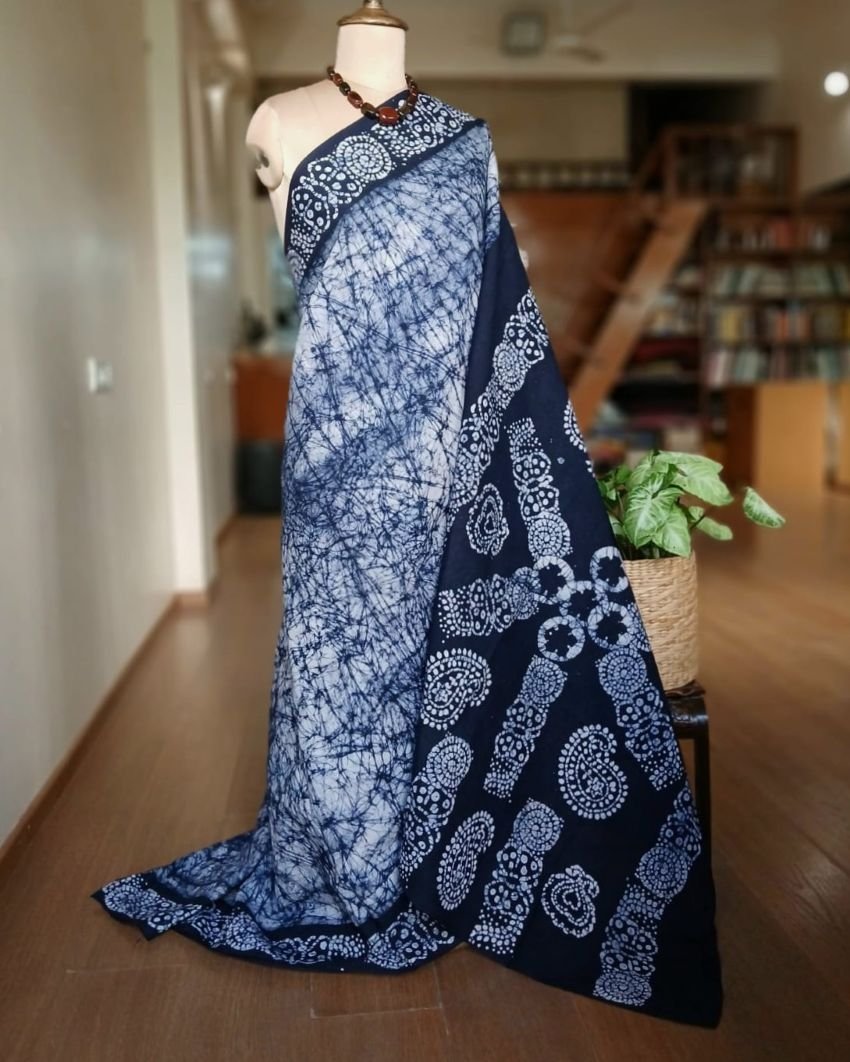 No-Zari Batik Saree from Madurai - (NZBS1003)