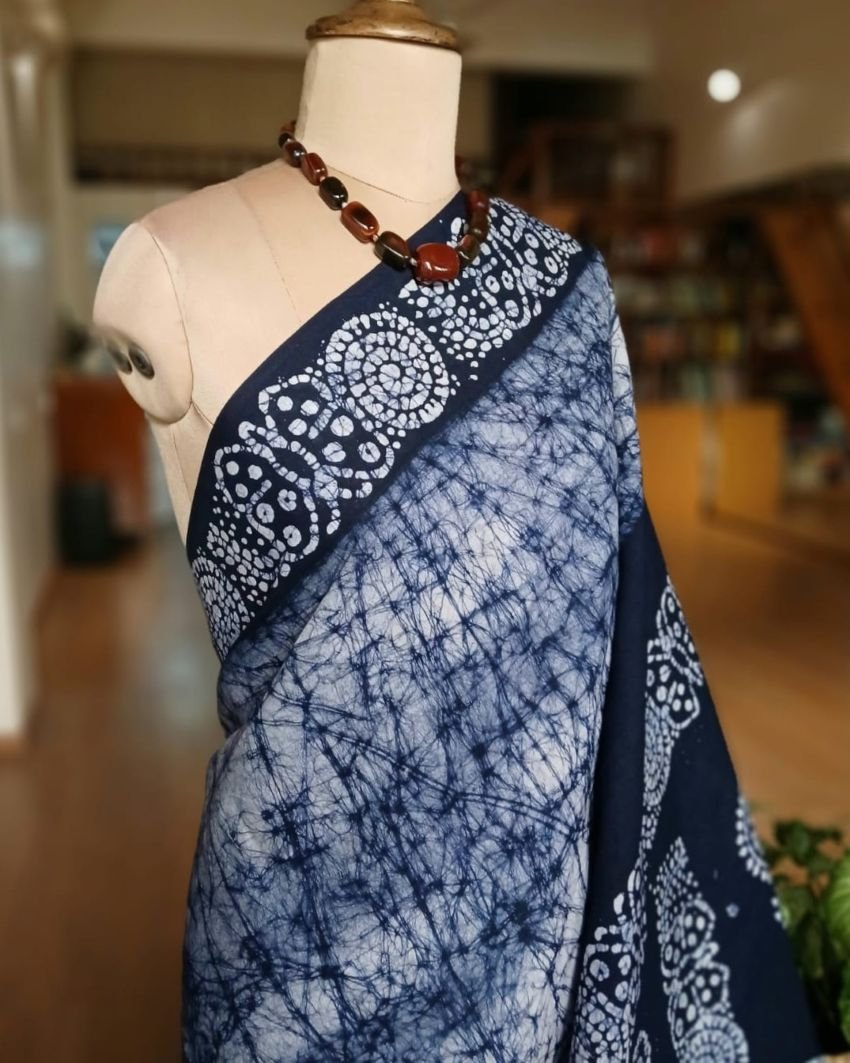 No-Zari Batik Saree from Madurai - (NZBS1003) - Image 2