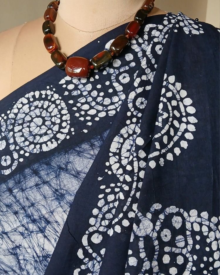 No-Zari Batik Saree from Madurai - (NZBS1003) - Image 5