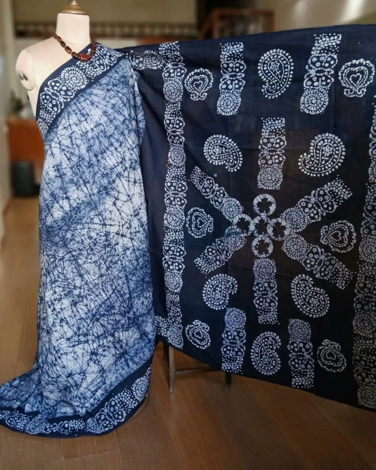 No-Zari Batik Saree from Madurai - (NZBS1003) - Image 6