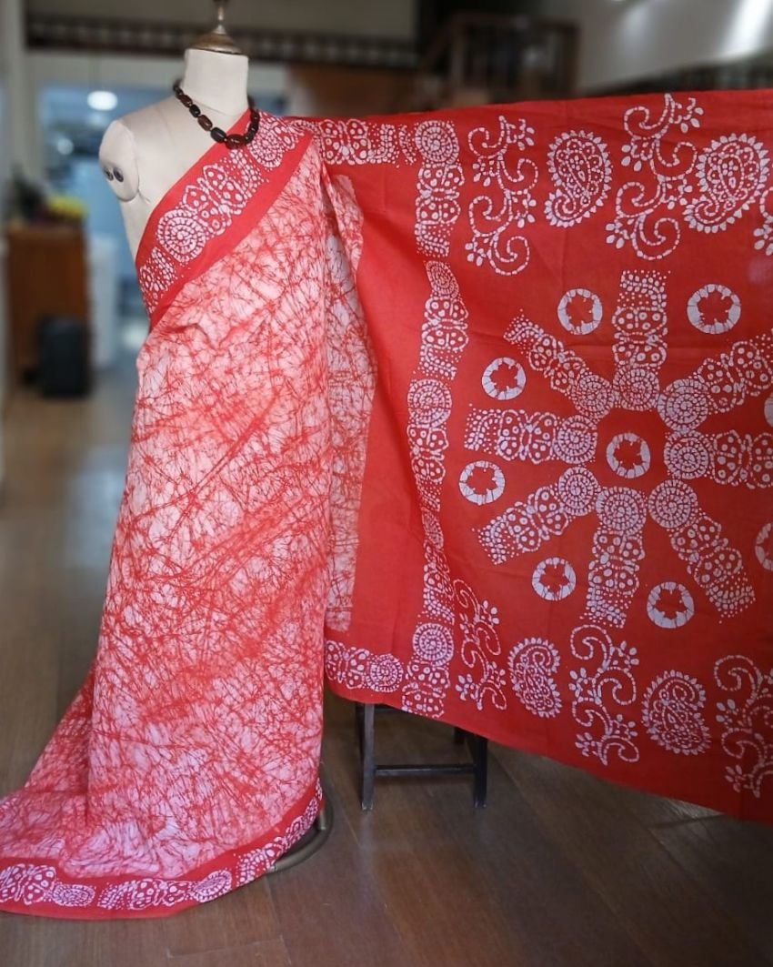 No-Zari Batik Saree from Madurai - (NZBS1001) - Image 6