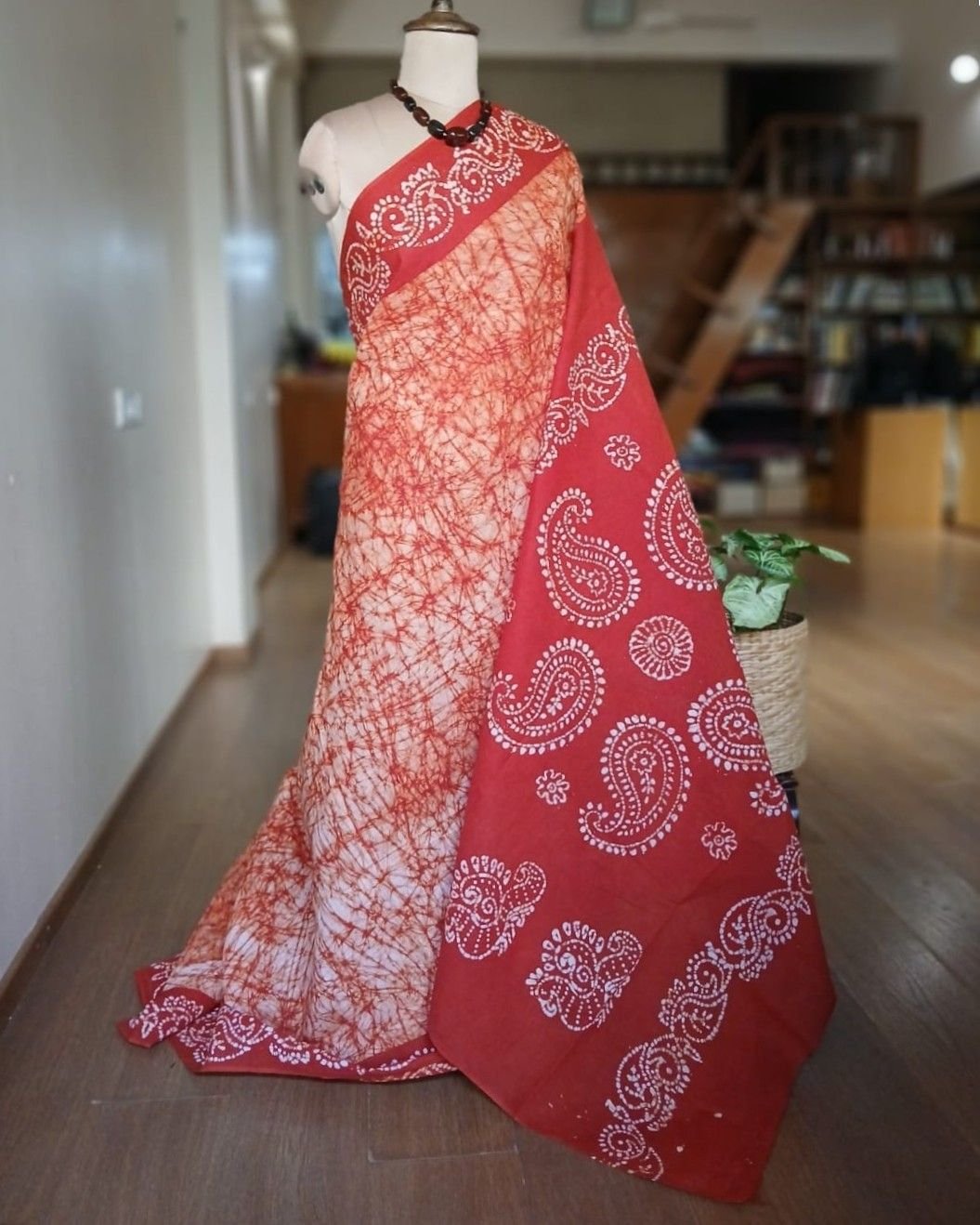 No-Zari Batik Saree from Madurai - (NZBS1024)