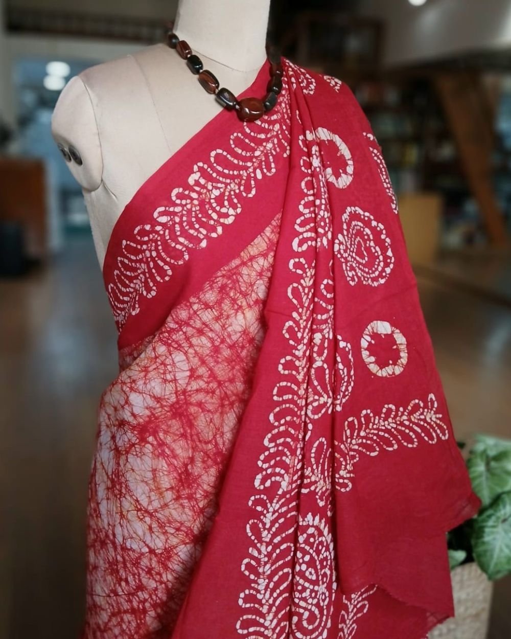 No-Zari Batik Saree from Madurai - (NZBS1004) - Image 4