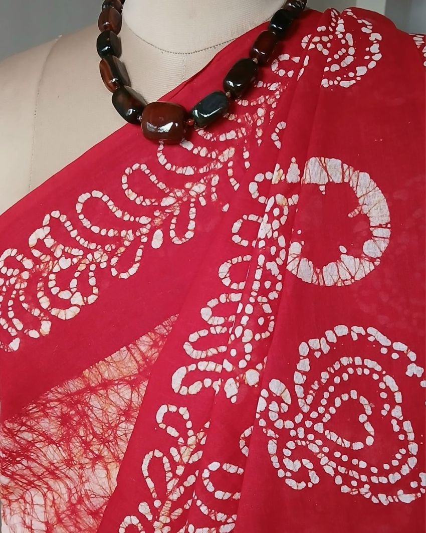 No-Zari Batik Saree from Madurai - (NZBS1004) - Image 5