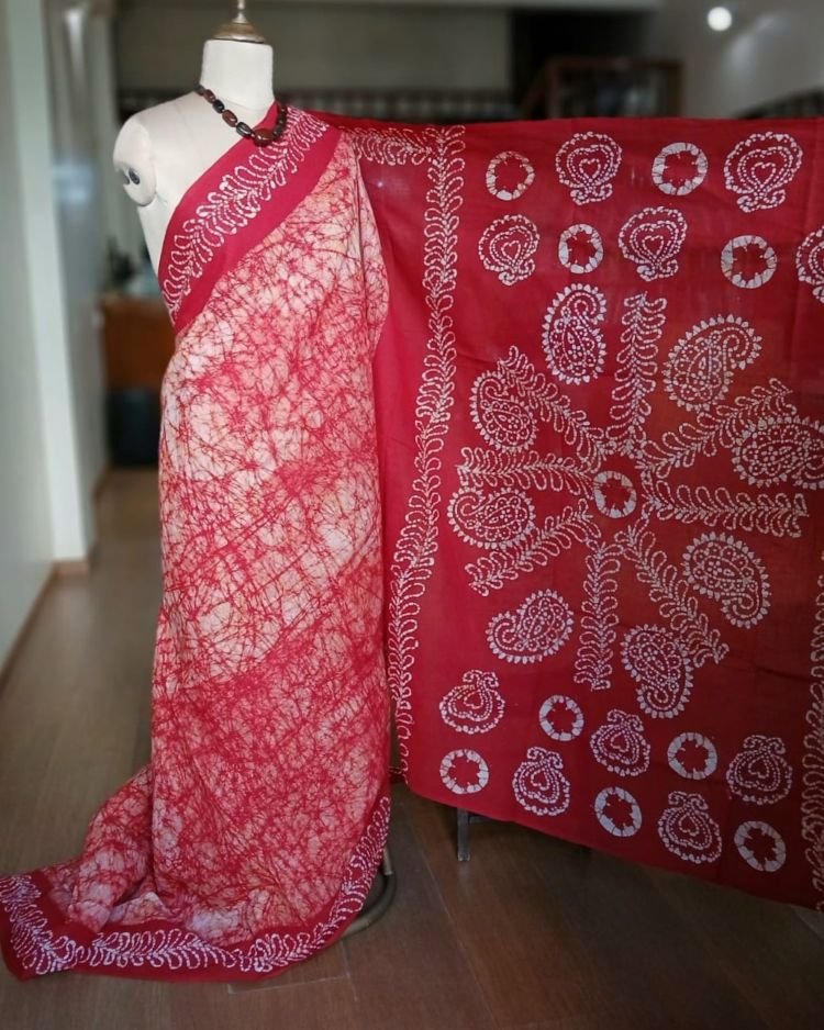 No-Zari Batik Saree from Madurai - (NZBS1004) - Image 6