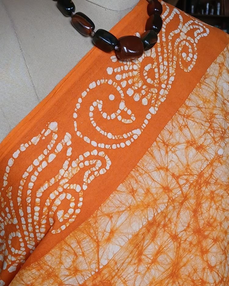 No-Zari Batik Saree from Madurai - (NZBS1005) - Image 3