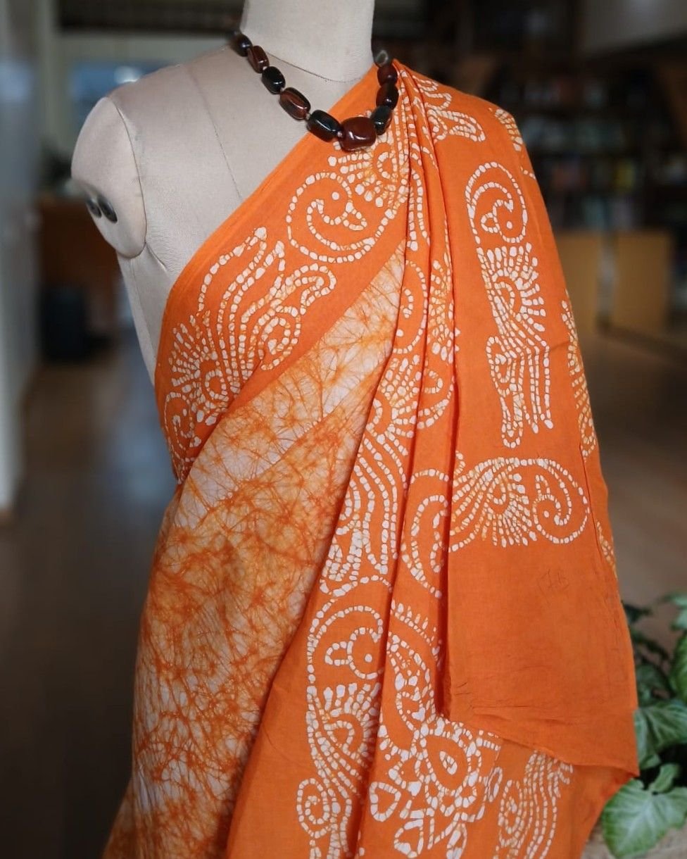 No-Zari Batik Saree from Madurai - (NZBS1005) - Image 4