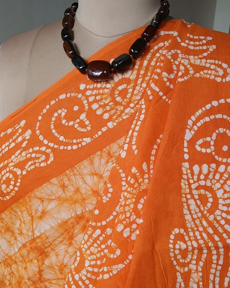 No-Zari Batik Saree from Madurai - (NZBS1005) - Image 5