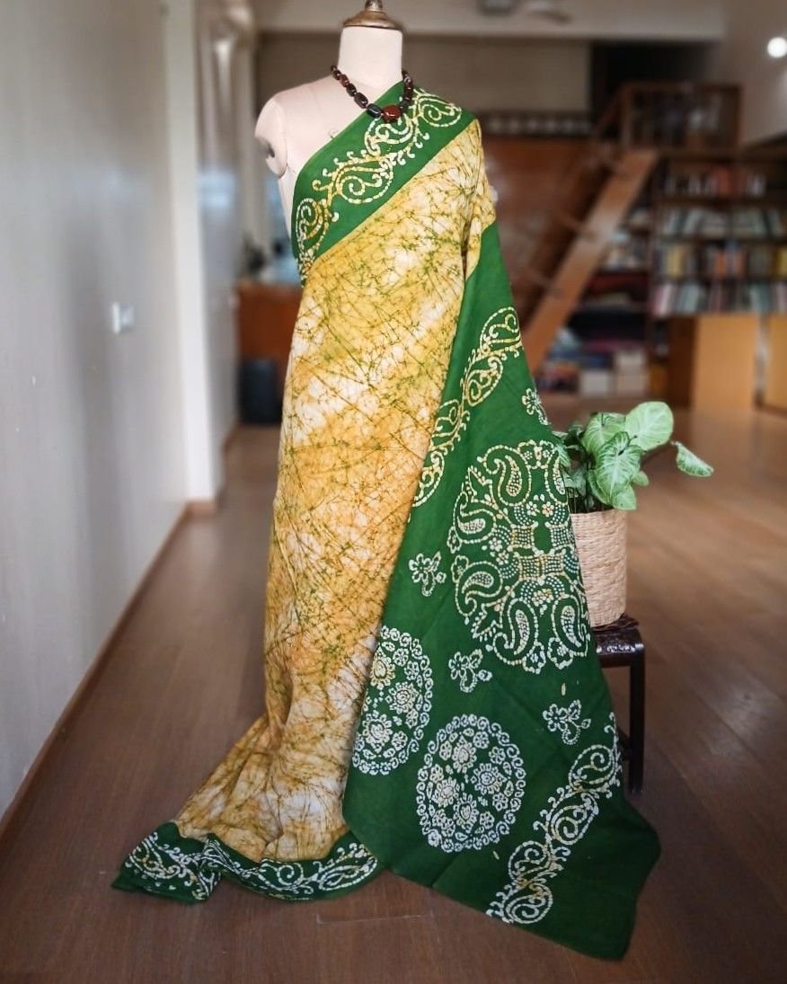 No-Zari Batik Saree from Madurai - (NZBS1006)
