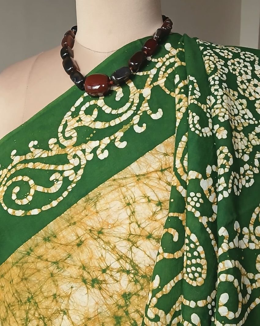 No-Zari Batik Saree from Madurai - (NZBS1006) - Image 5