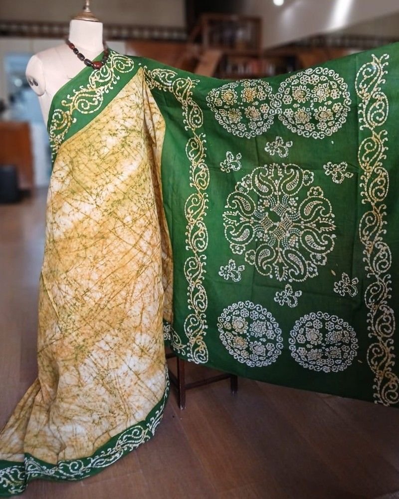 No-Zari Batik Saree from Madurai - (NZBS1006) - Image 6