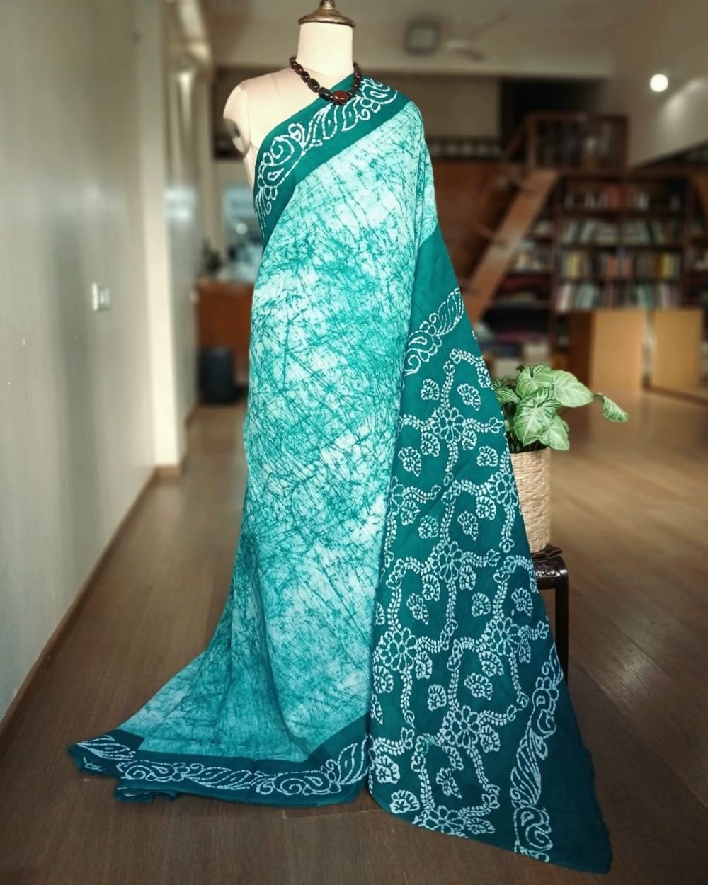 No-Zari Batik Saree from Madurai - (NZBS1007)