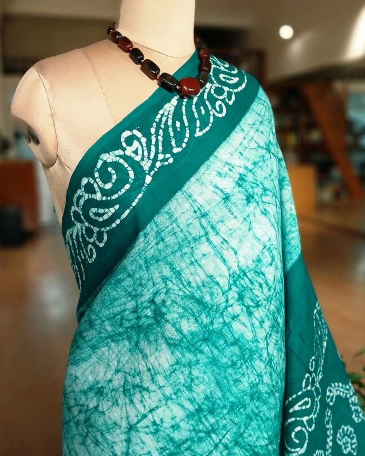 No-Zari Batik Saree from Madurai - (NZBS1007) - Image 2