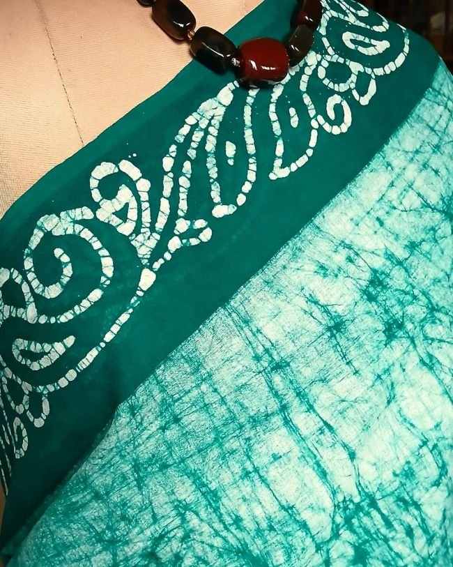 No-Zari Batik Saree from Madurai - (NZBS1007) - Image 3