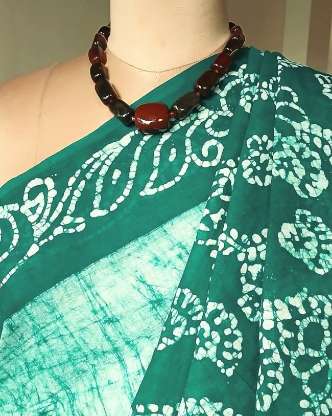 No-Zari Batik Saree from Madurai - (NZBS1007) - Image 5