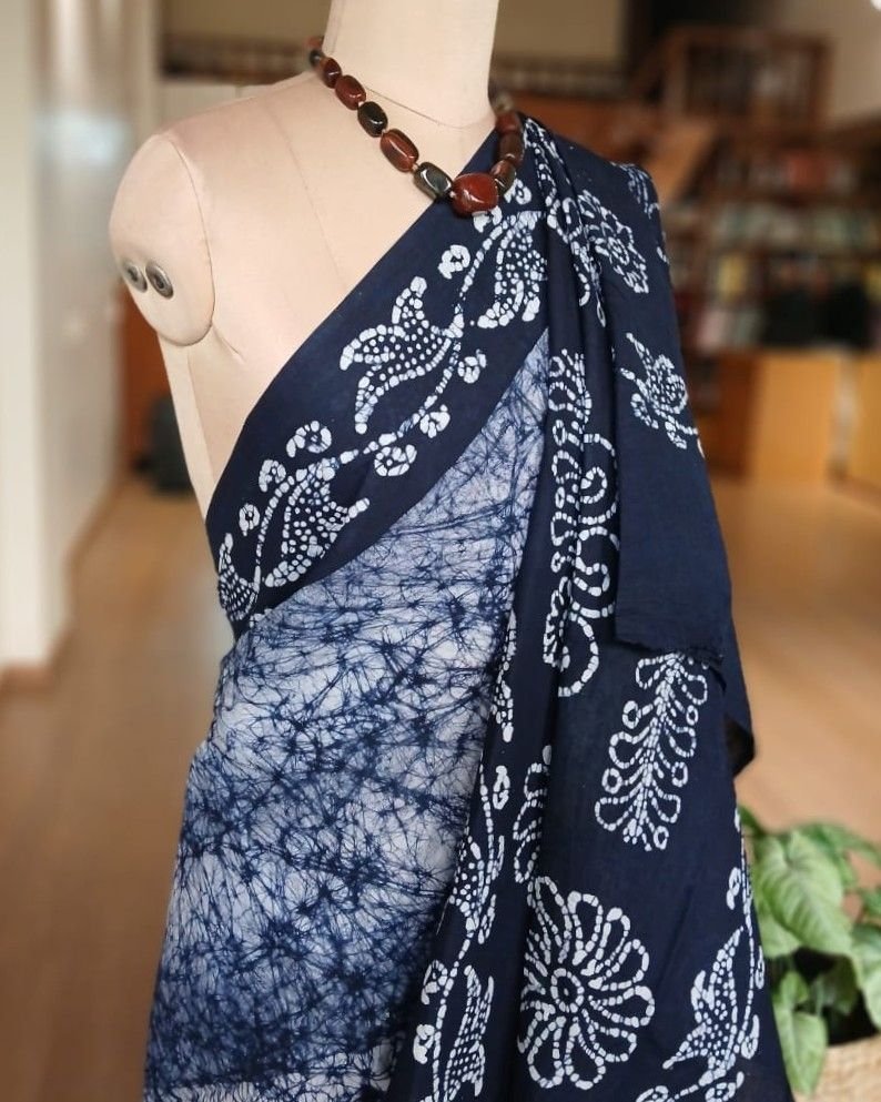 No-Zari Batik Saree from Madurai - (NZBS1009) - Image 4