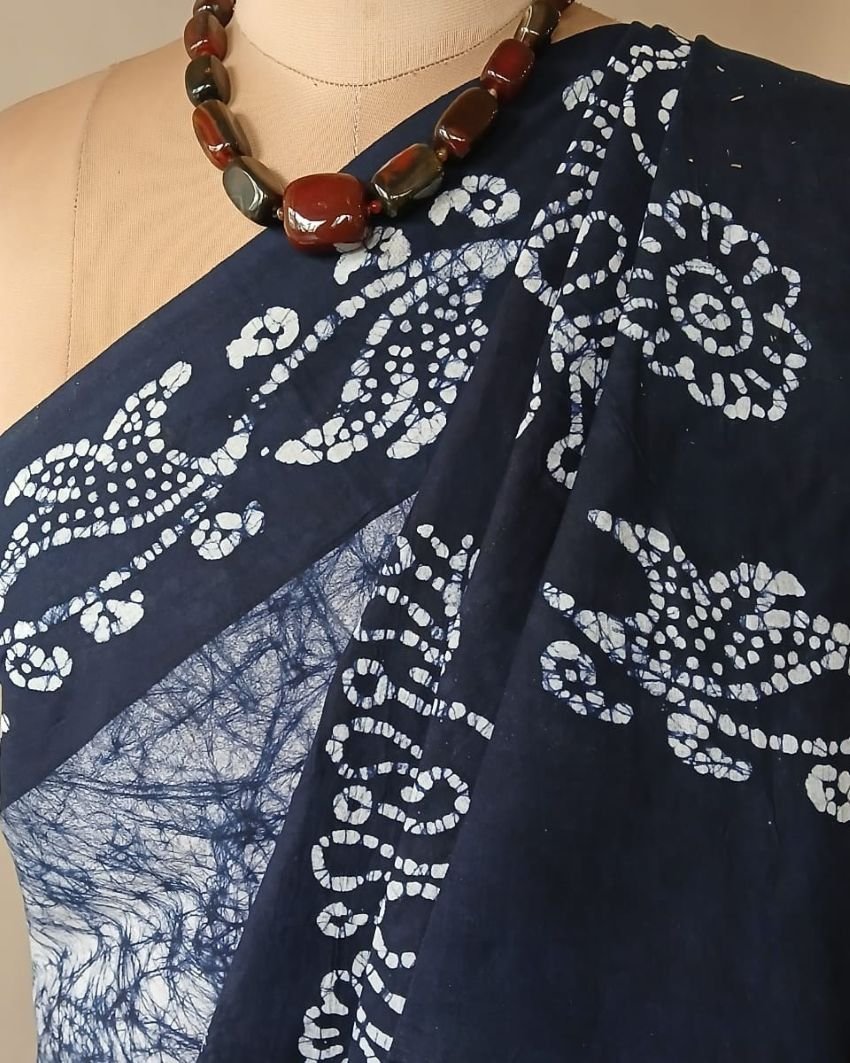 No-Zari Batik Saree from Madurai - (NZBS1009) - Image 5