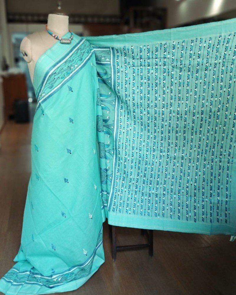 Cotton Kantha Saree from Santiniketan – (KNCS1067) - Image 2