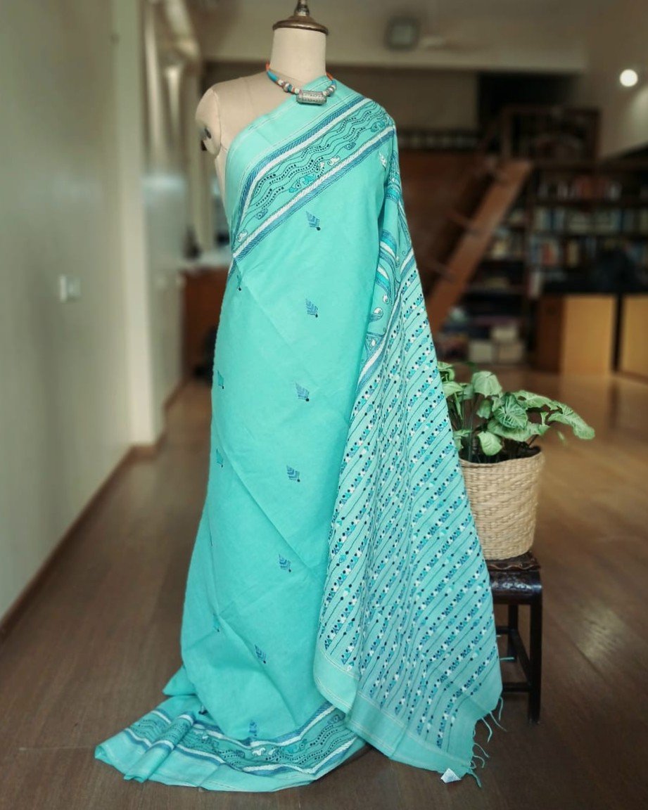 Cotton Kantha Saree from Santiniketan – (KNCS1067)