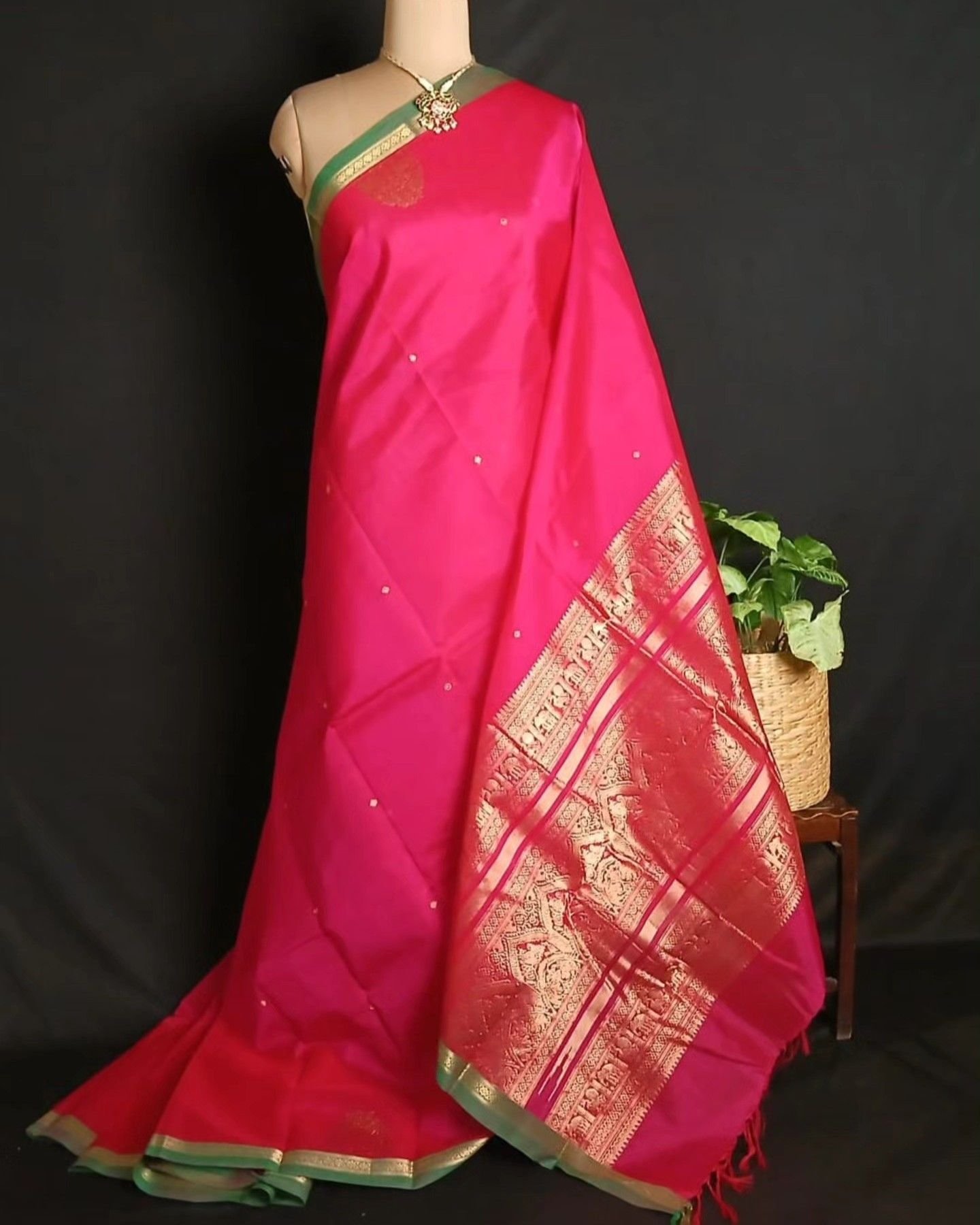 Silk-Cotton Kanchi Handweave with Zari Border- (SCHZ0016)