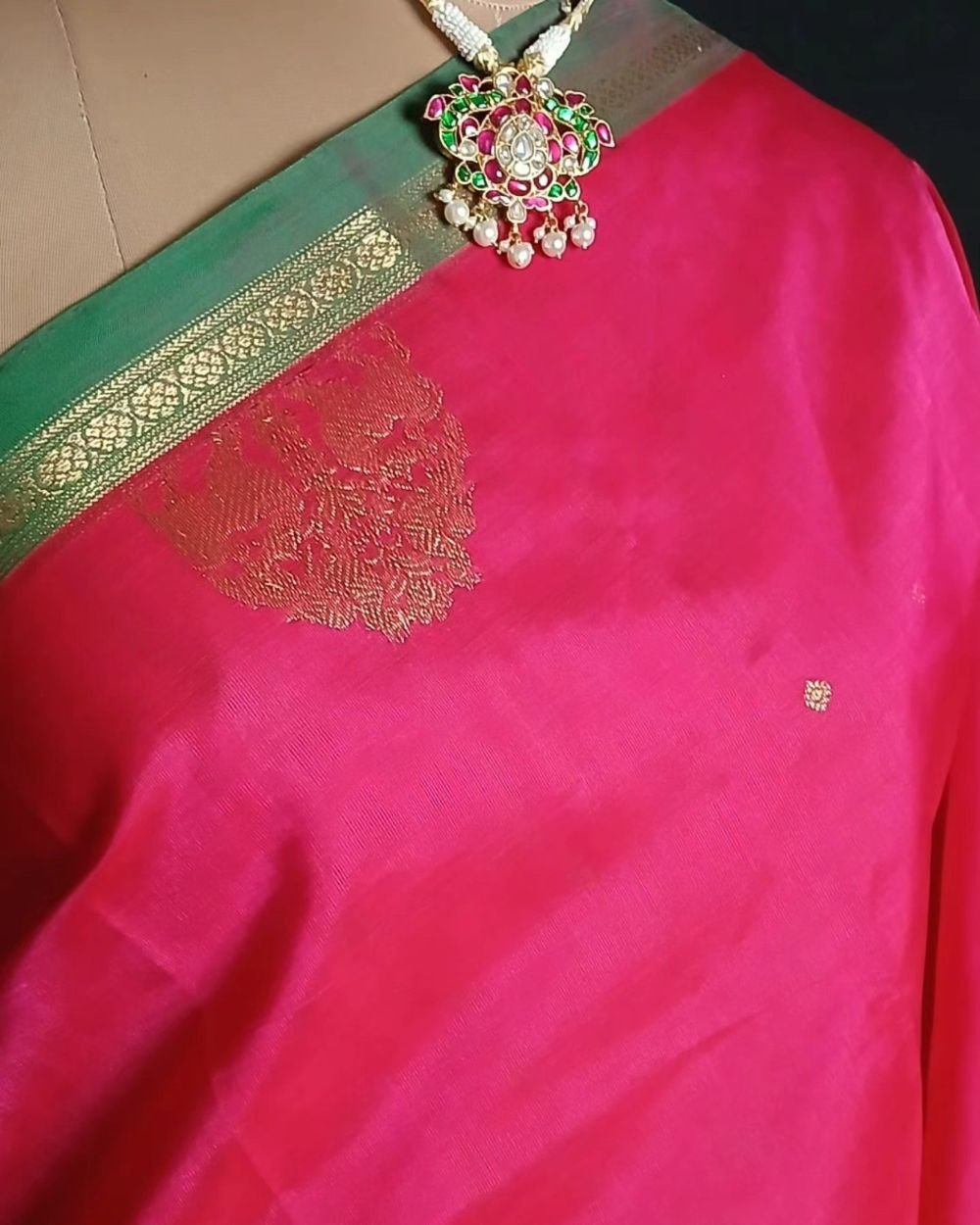 Silk-Cotton Kanchi Handweave with Zari Border- (SCHZ0016) - Image 2