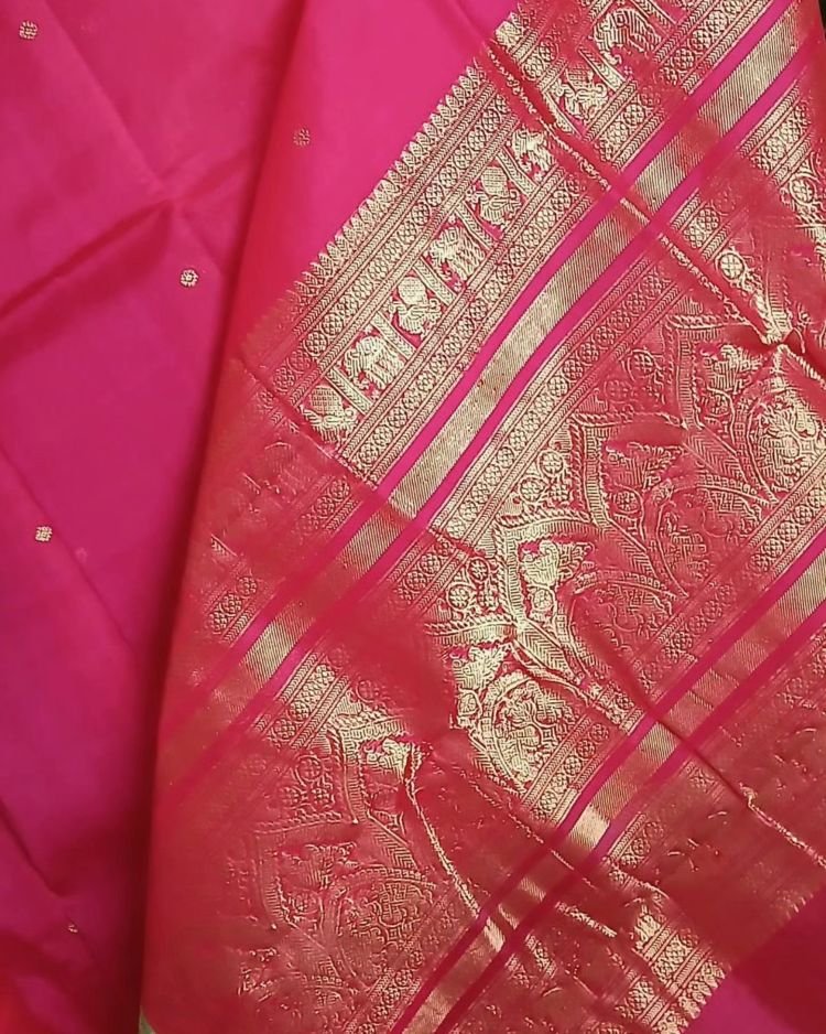Silk-Cotton Kanchi Handweave with Zari Border- (SCHZ0016) - Image 3