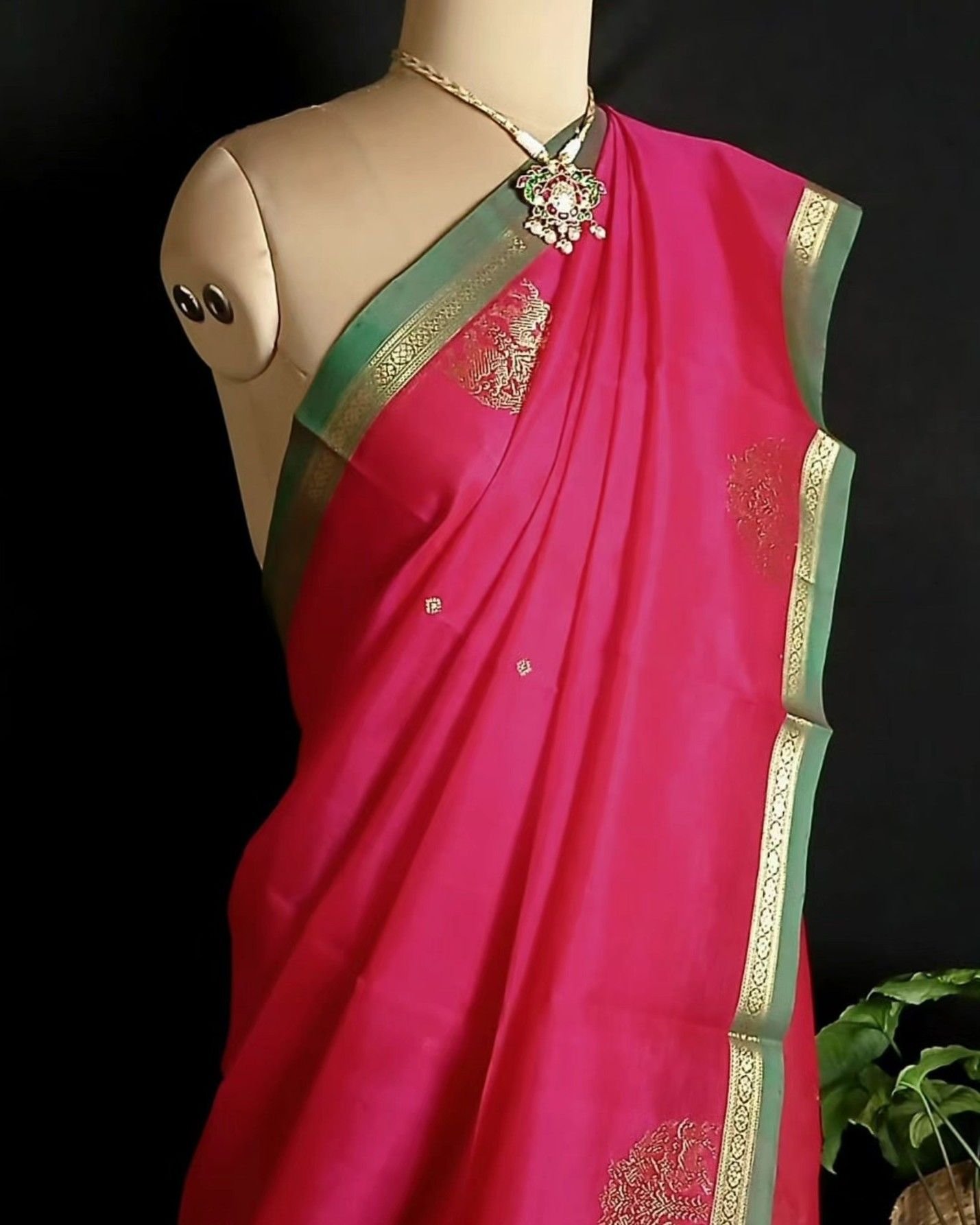 Silk-Cotton Kanchi Handweave with Zari Border- (SCHZ0016) - Image 6