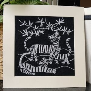 Kantha Embroidered Artwork Cat – (ARTW1021)