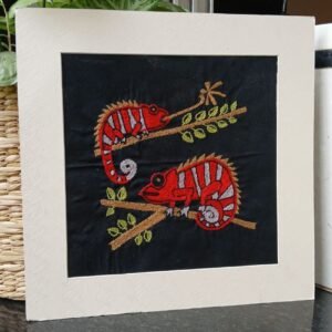 Kantha Embroidered Artwork Chameleon – (ARTW1023)