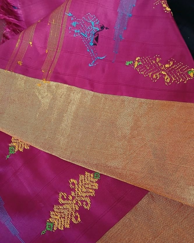 Kasuti Embroidered Saree in PureMulberry Silk - (KMSS0004) - Image 7