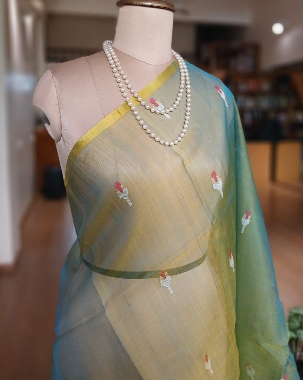 Handweave Jamdani Silk Saree – (SJMS1142) - Image 3