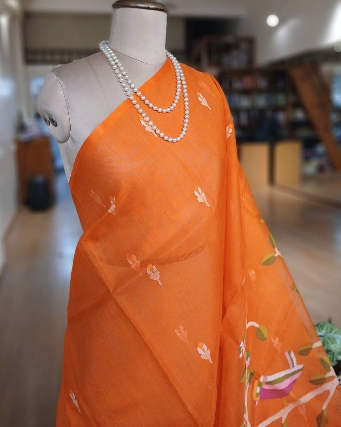 Handweave Jamdani Silk Saree – (SJMS1140) - Image 2