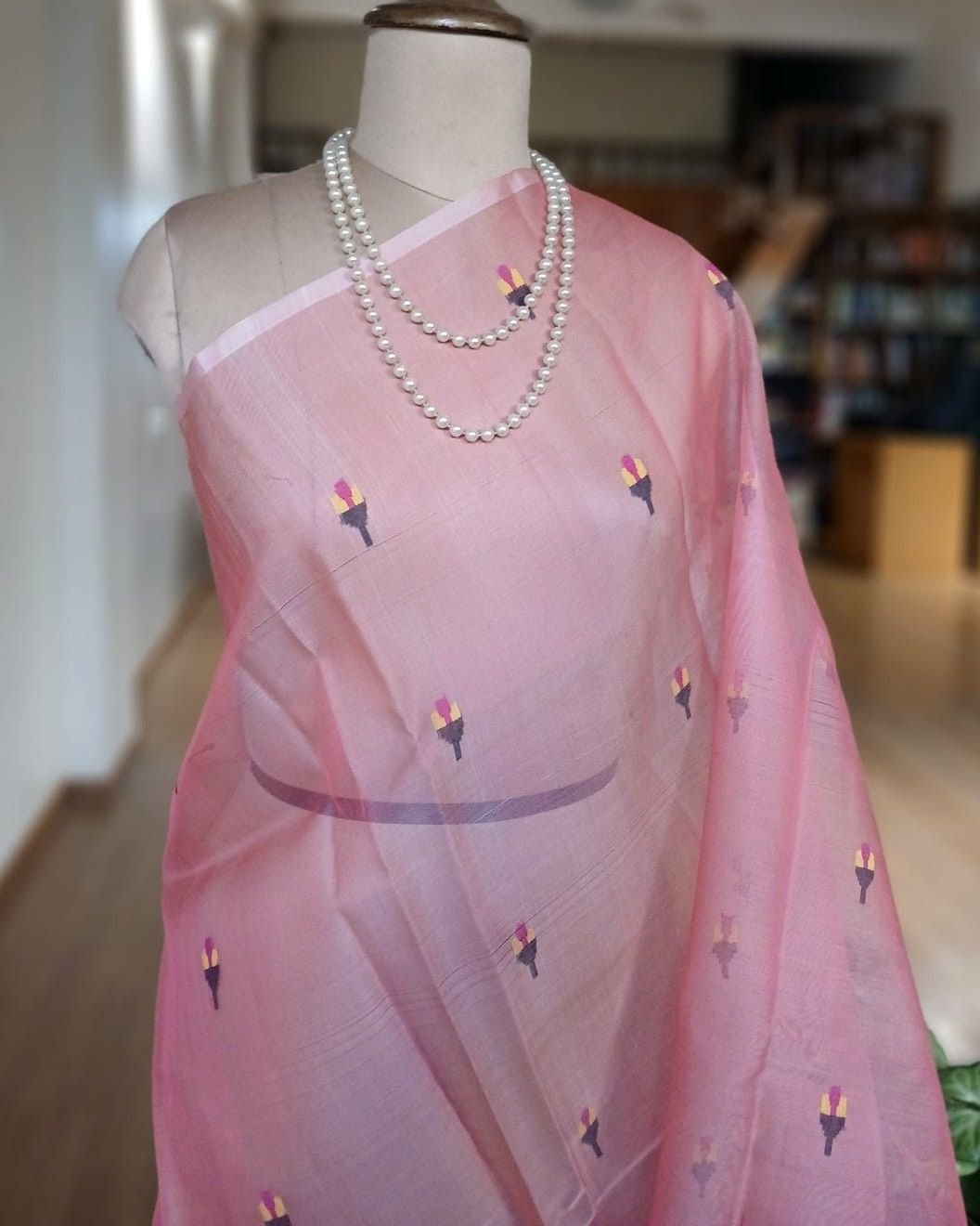 Handweave Jamdani Silk Saree – (SJMS1139) - Image 3