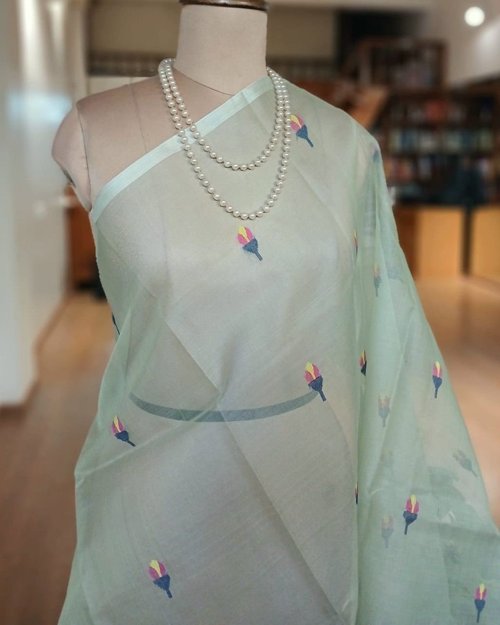 Handweave Jamdani Silk Saree – (SJMS1138) - Image 3