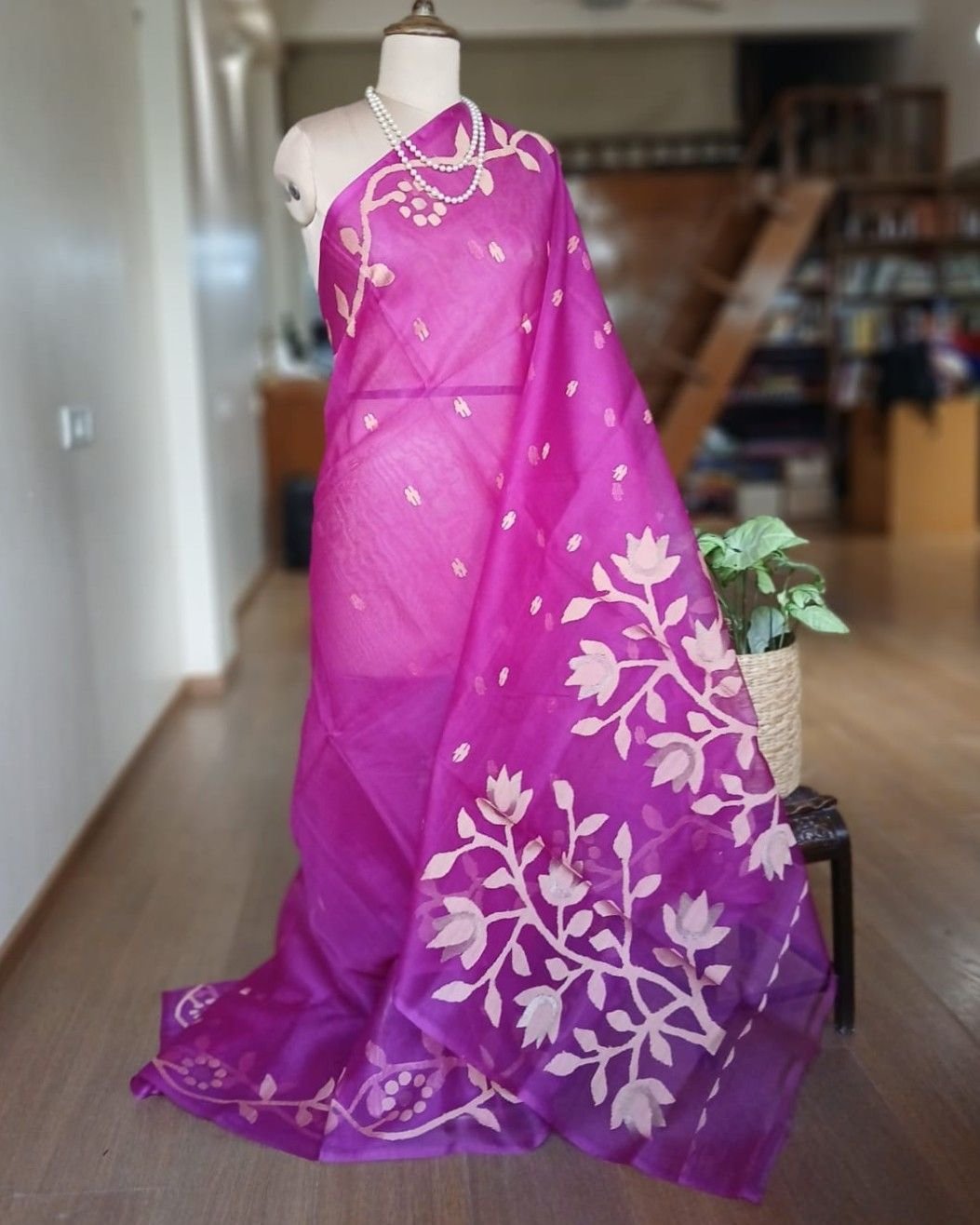 Handweave Jamdani Silk Saree – (SJMS1137)