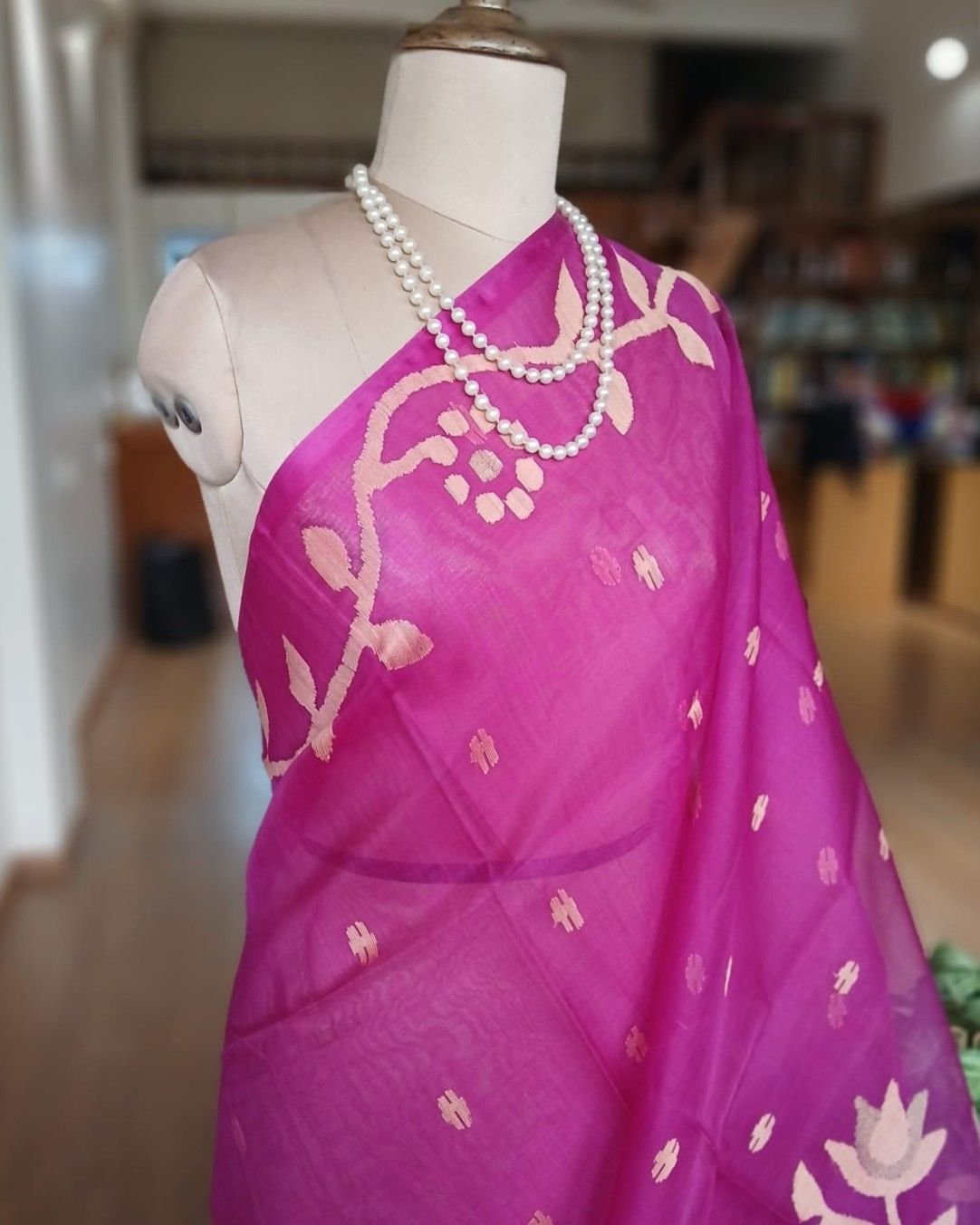 Handweave Jamdani Silk Saree – (SJMS1137) - Image 2