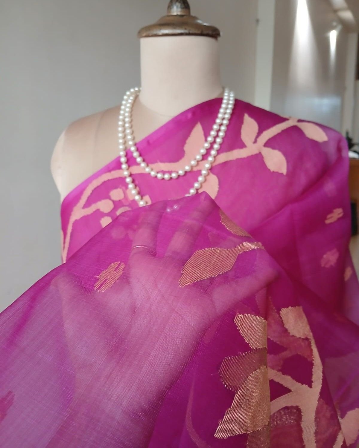 Handweave Jamdani Silk Saree – (SJMS1137) - Image 3