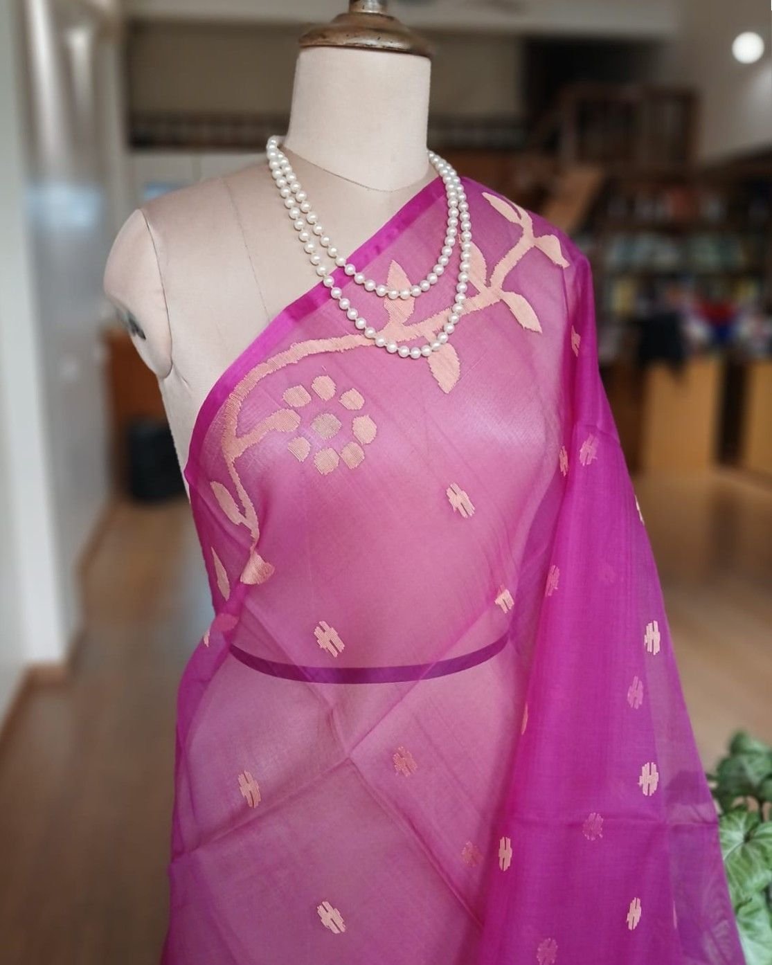 Handweave Jamdani Silk Saree – (SJMS1137) - Image 4