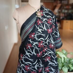 Santiniketan Kantha Saree in pure Bisnupuri Silk – (SNBK1076)