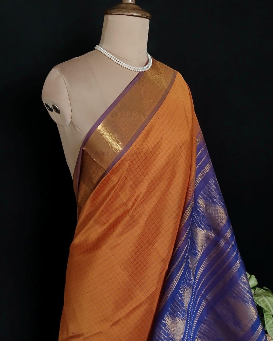 Silk-Cotton Kanchi Handweave with Zari – (SCHZ0018) - Image 5