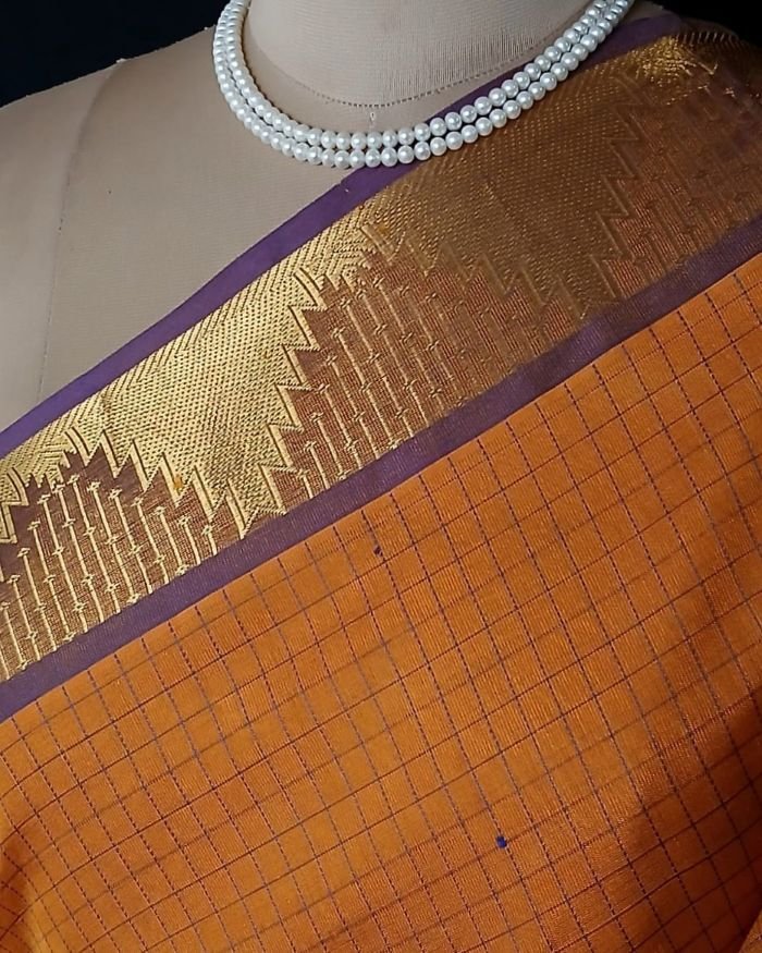 Silk-Cotton Kanchi Handweave with Zari – (SCHZ0018) - Image 4