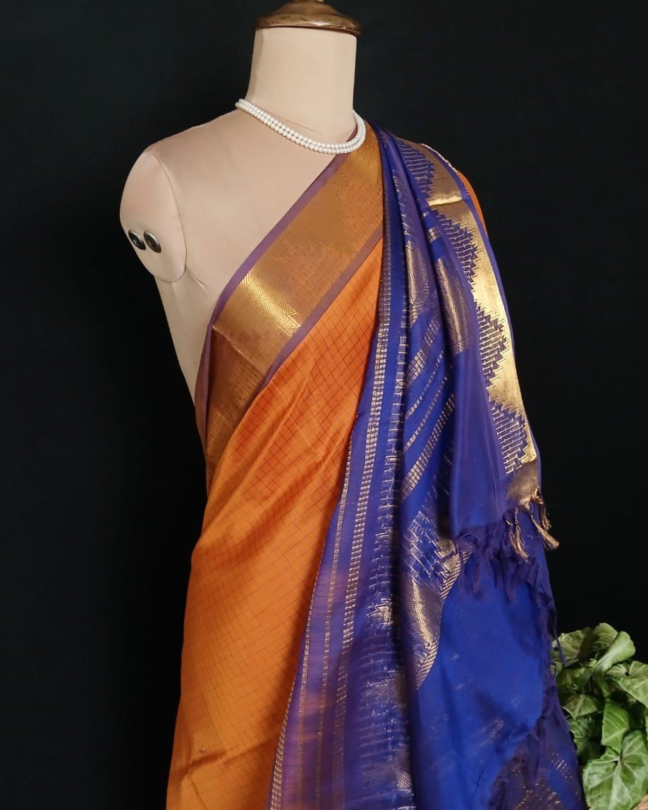 Silk-Cotton Kanchi Handweave with Zari – (SCHZ0018) - Image 2