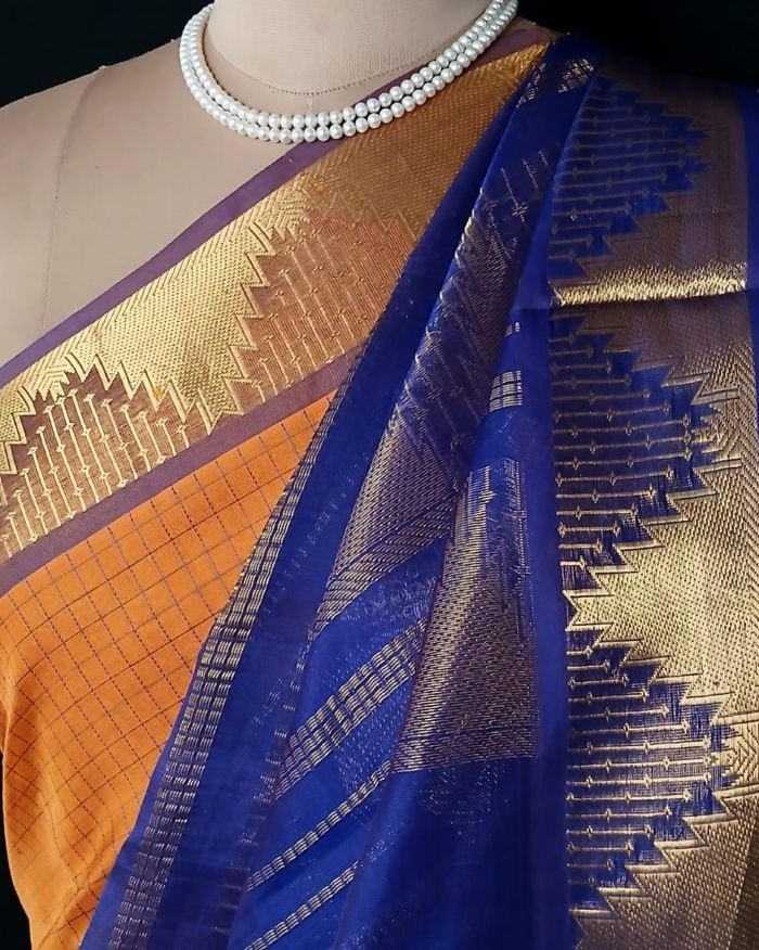Silk-Cotton Kanchi Handweave with Zari – (SCHZ0018) - Image 3