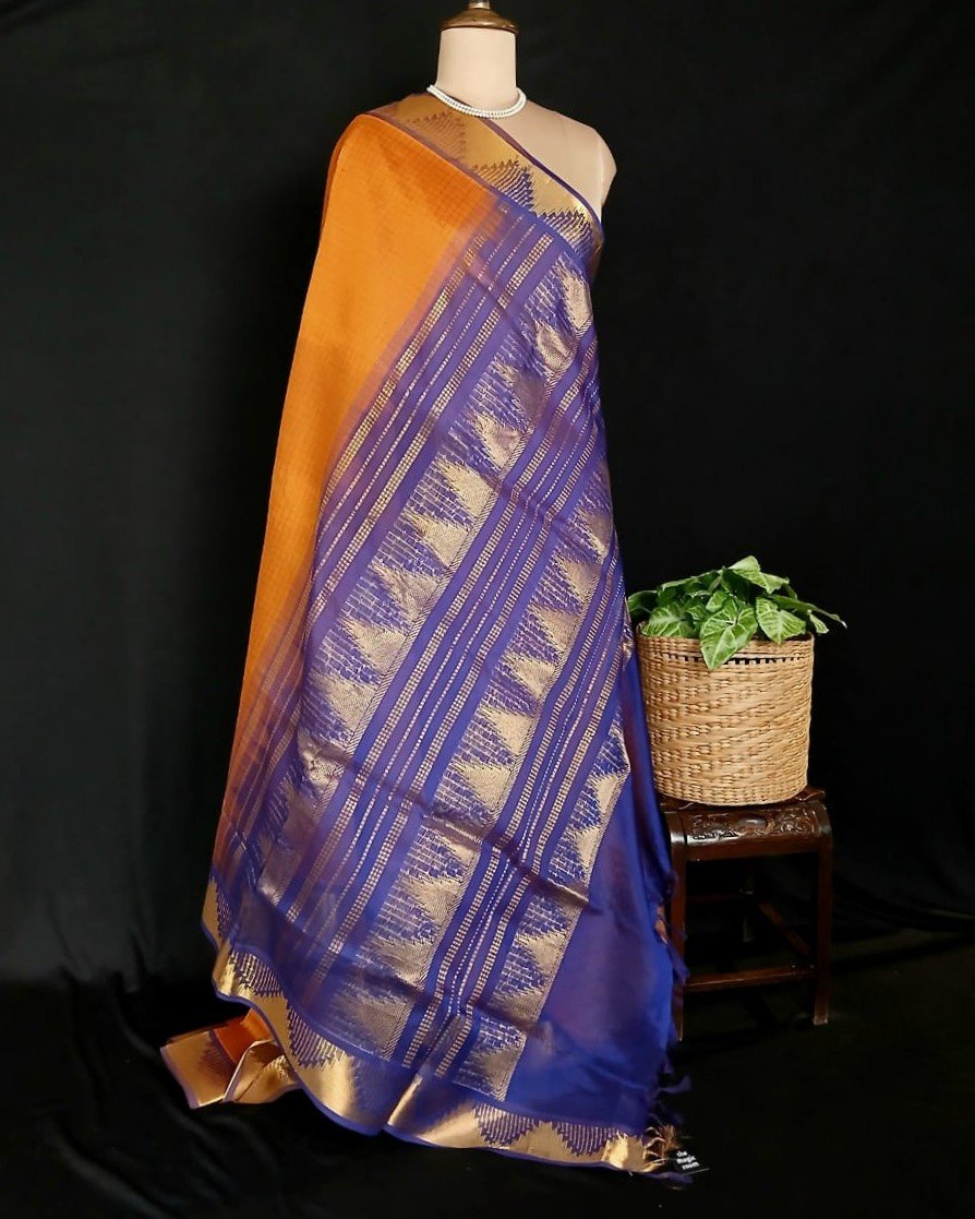 Silk-Cotton Kanchi Handweave with Zari – (SCHZ0018) - Image 8