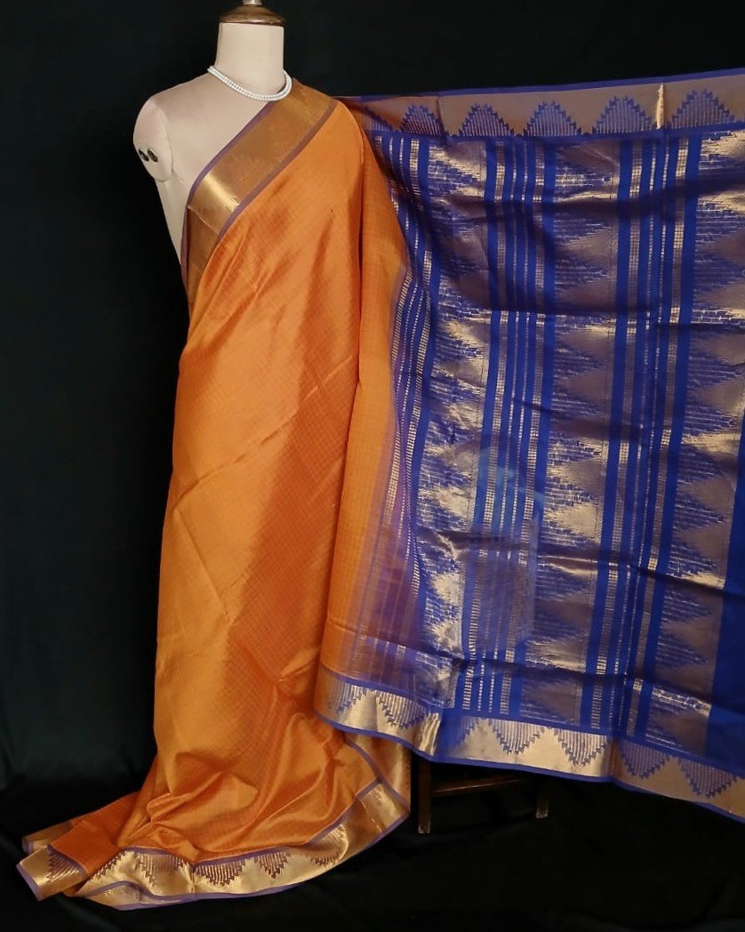 Silk-Cotton Kanchi Handweave with Zari – (SCHZ0018) - Image 7