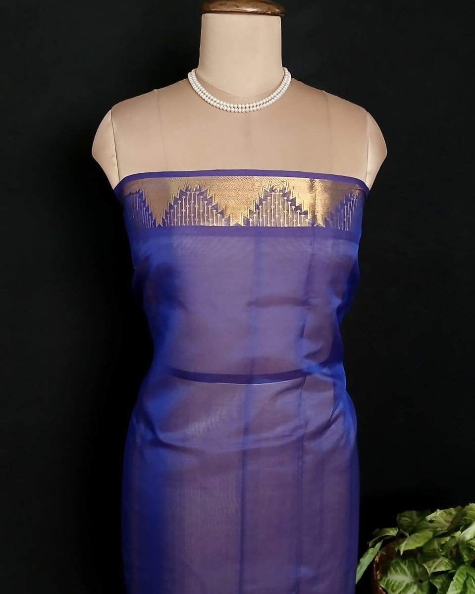 Silk-Cotton Kanchi Handweave with Zari – (SCHZ0018) - Image 10