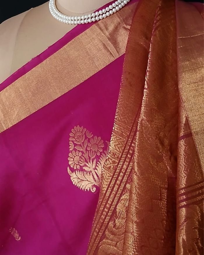 Silk-Cotton Handweave from Chettinad - (SCHC0002) - Image 5
